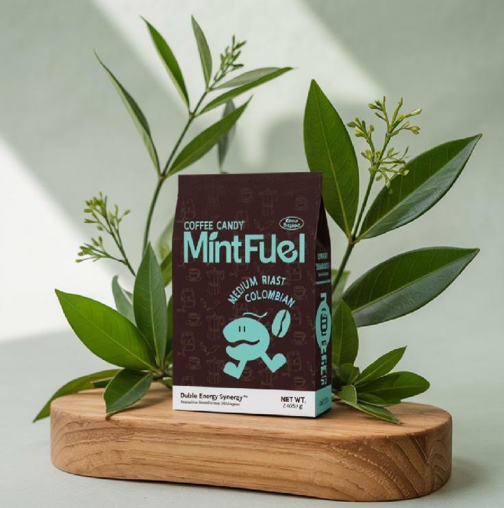 "Coffee bean shaped candies with natural caffeine content"

