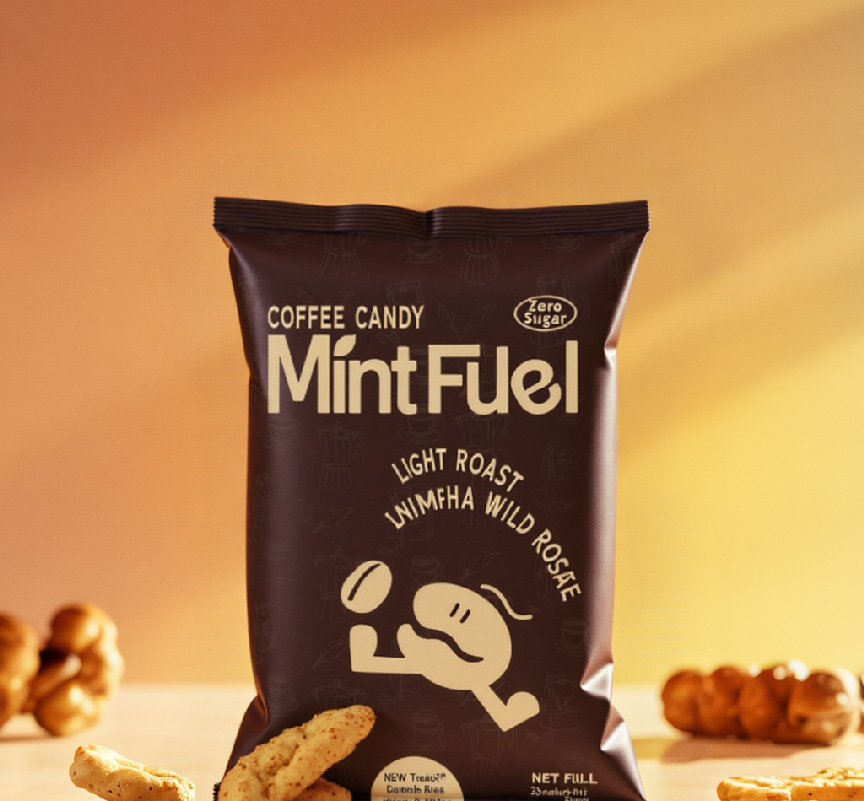 "Assortment of six different coffee-flavored candies in premium packaging"

